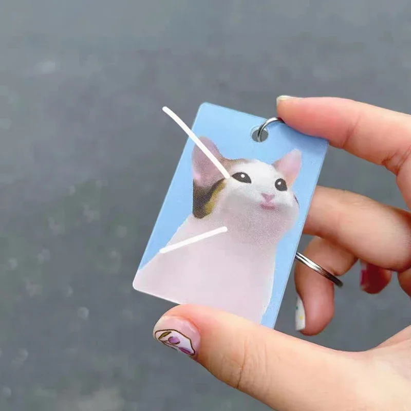 1-5pcs Funny Magic Cat Acrylic Keychains Couple Large Open Close Mouth Key Rings Charm Shake Flexible Kitten Bags Pendants Gifts