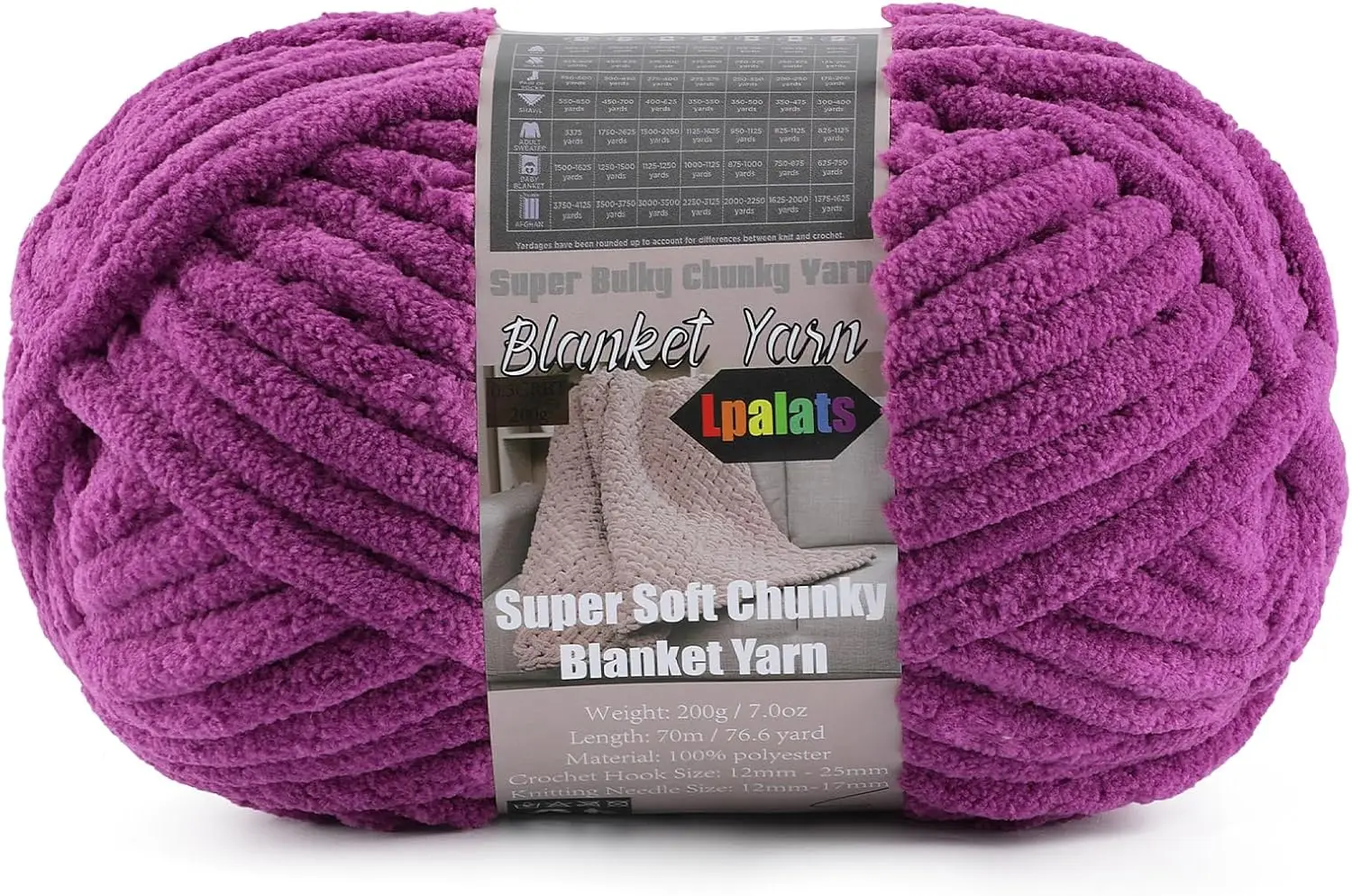 

Chunky Chenille Yarn for Crocheting - Super Soft Bulky Blanket Yarn for Knitting, Amigurumi, Scarves, Hat, 200g/76.6yds Each