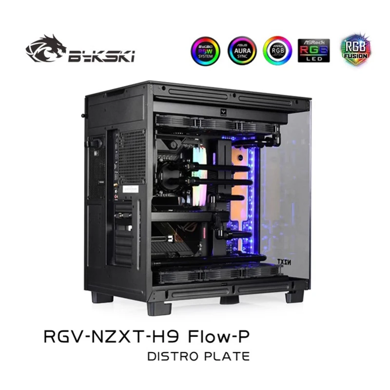 Bykski Acrylic Distro Plate / Board Cooler Solution for NZXT H9 FIow / Kit for CPU and GPU Block / Instead Reservoir