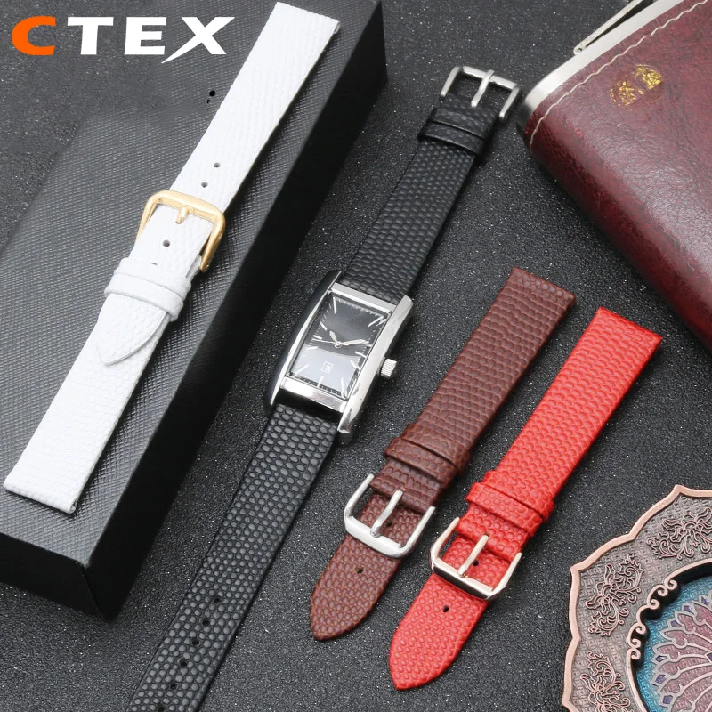 12mm 14mm 16mm  Watches band Lizard Pattern genuine leather watchband  womens watch strap thin charm bracelet red color