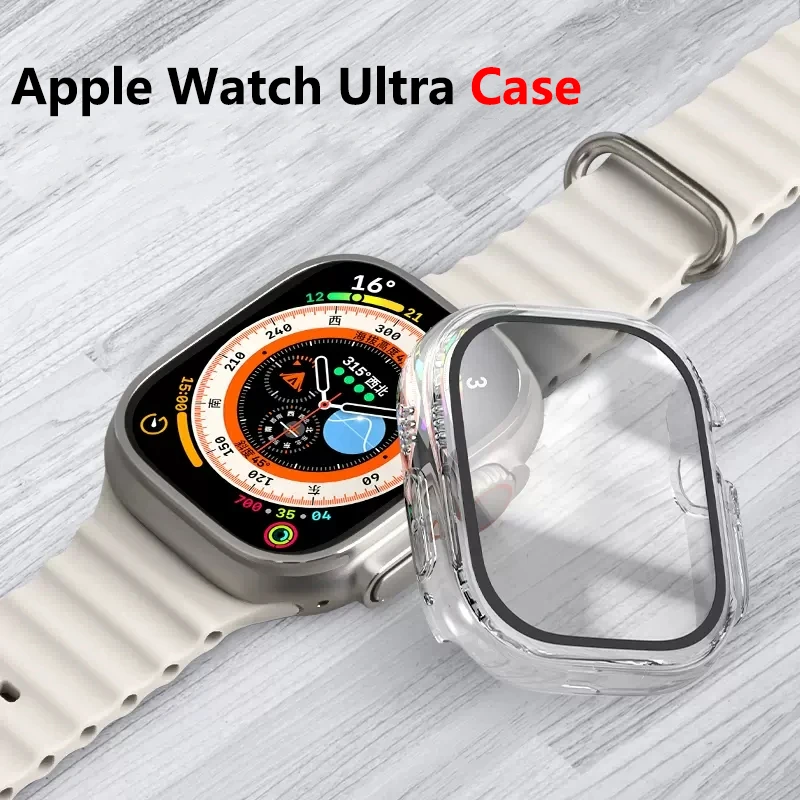 Tempered Glass+Cover for Apple Watch Case Accessories Anti-Fog Hard PC Protector Bumper Screen Protector Apple watch Ultra 49mm