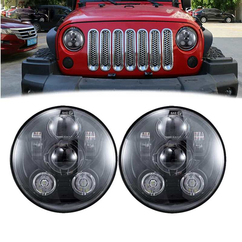 

2pcs Universal 7inch LED 45W Headlights Car Motorcycle H4 Car For Niva 4X4 Off road Uaz jeep Hunter Hummer Harley Yamaha Honda