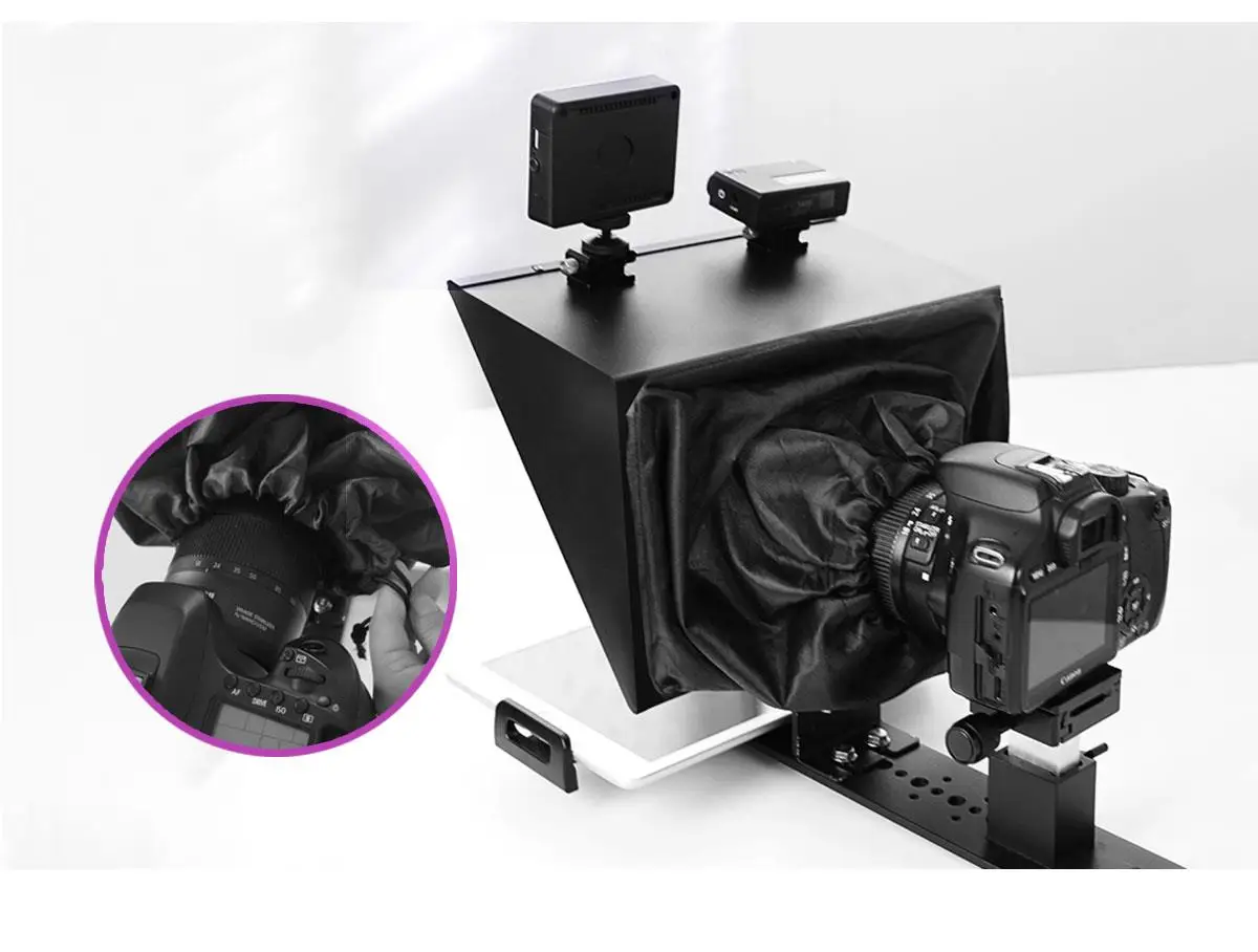 

2025 hot sale FEELWORLD TP13A Wide Angle Teleprompter Supports up to 11" Smartphone Tablet Prompting