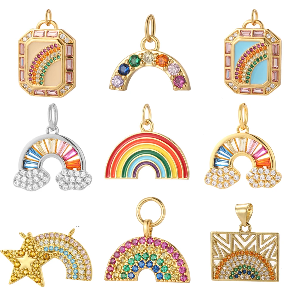 Bohemian Rainbow Star 4-point Charms for Jewelry Making Dijes Diy Woman Earrings Bracelet Necklace Gold Color Pendant Jewelry