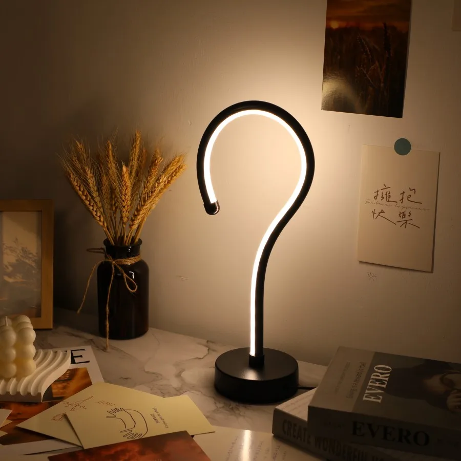 

1PC Creative Question Mark Shape USB Three-tone Light Desk Lamp Decoration