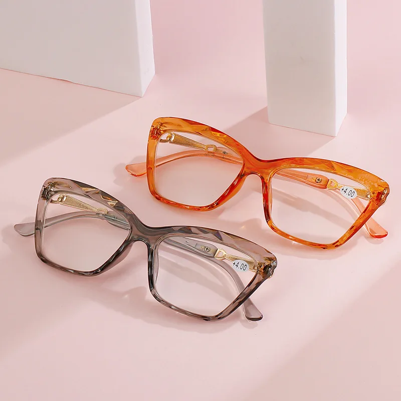 Elbru 2023 New Cateye Reading Glasses Women Fashion Prescription Presbyopic Optical Eyeglasses Eyewear For Vision Unisex +1+2+4