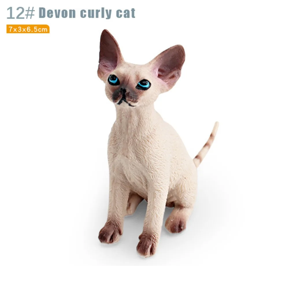 PVC Simulation Cat Model Sleepy Stretching Cat Devon Curly Cat Cat Action Figures Lifelike Realistic Pet Figurines