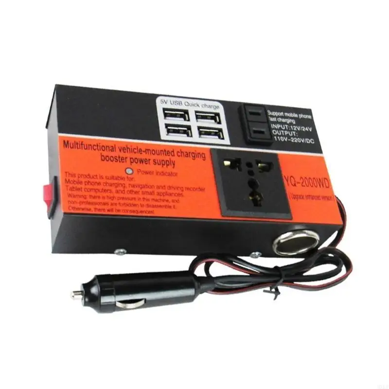 High Efficiency Vehicle Car Inverter Safe and Stable 12V To 110V / 24V To 220V, 1500W Power Adapter With 4 Charging Port