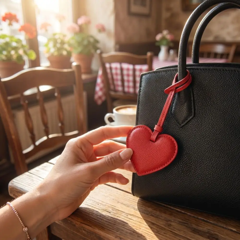 Cute Hanger Pu Leather Heart Pendant Fashion Colorful Bag Charm Heart Shaped Creative Bag Decoration Bag Accessory