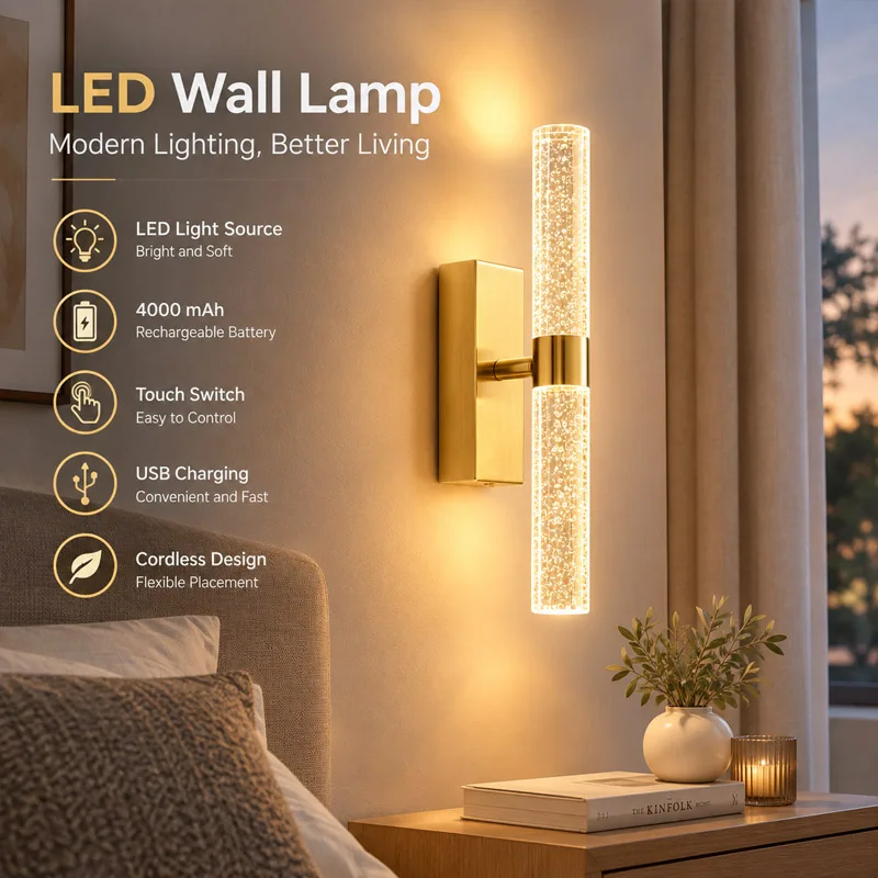 Crystal Charging Wall Sconces Retro LED For Living Rooms Hallways Bedrooms Offices Walk-In Closets Hotels Apartments Dining Room