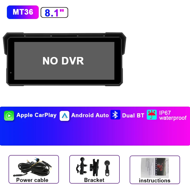 Jansite Draagbare 8.1 inch IP67 Waterdichte Motorfiets 4K DVR GPS Navigatie Draadloze Carplay Android Auto Moto Recorder Monitor