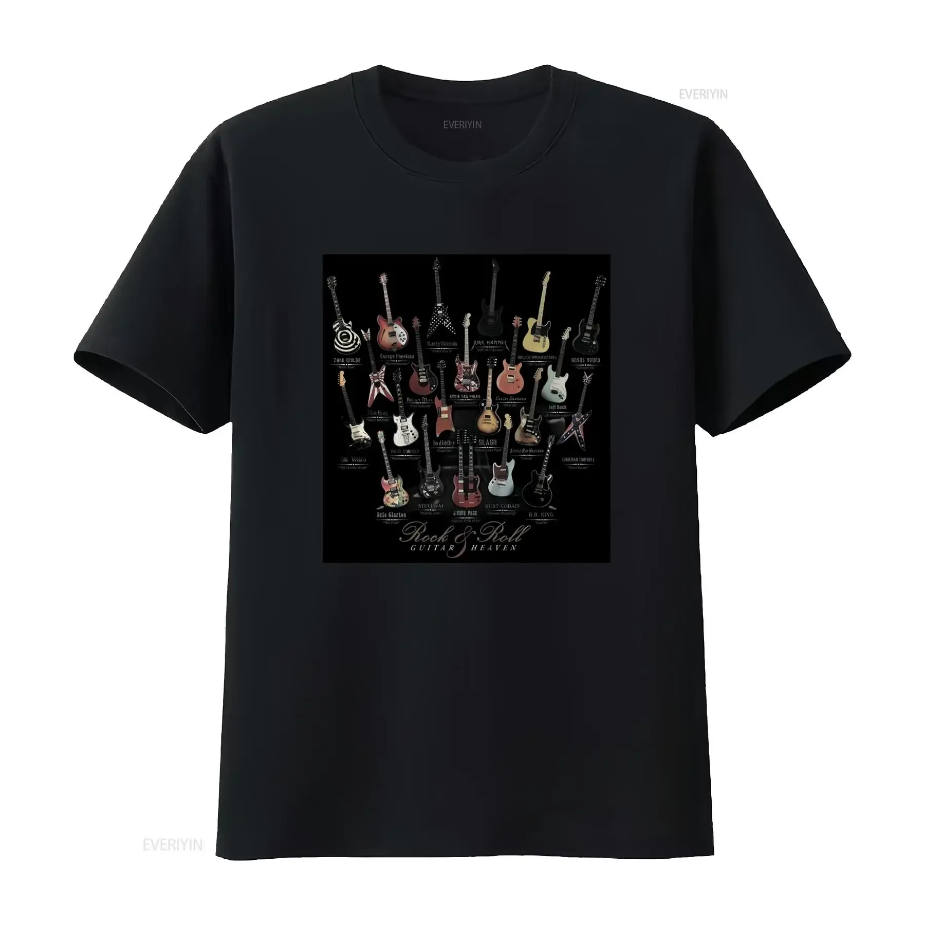 Rock Roll Guitar Heaven Slash Bb King Angus Young Steve Vai Paul Stna Print T shirt New Hipster Guitarist Tribute vintage