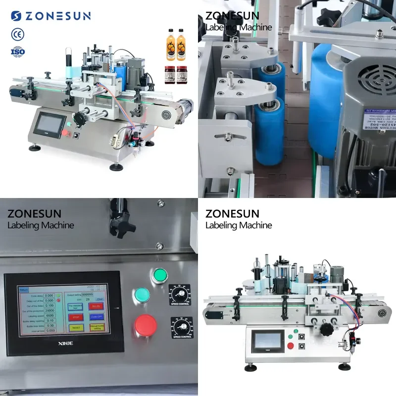 Máquinas Etiquetadoras Automáticas de Botellas de Jabón Líquido ZS-TB500 2026, Etiquetado de 2 Lados con Codificador
