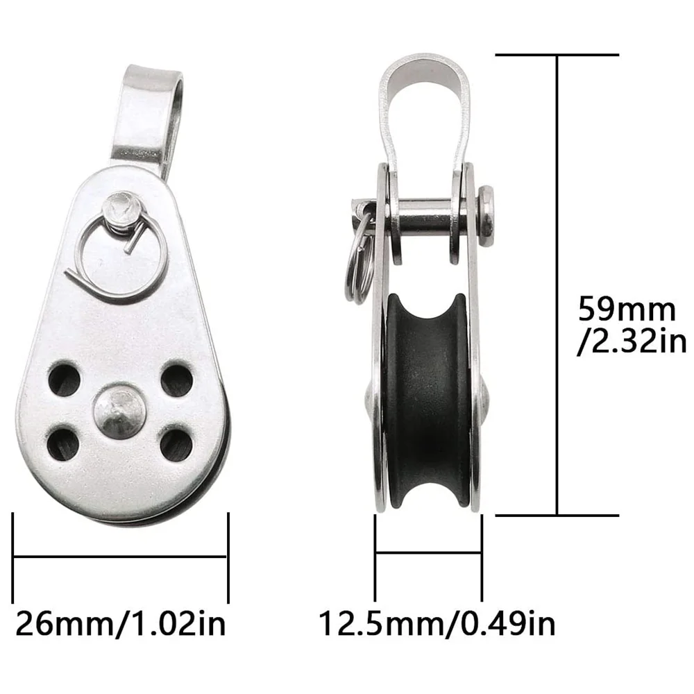 25 mm Edelstahl-Riemenscheibe, Einzelrad, tragende, drehbare Hebeseil-Riemenscheibe, Nylon-Hängedraht, Abschlepprad, Fitnessstudio-Zubehör – Detail 11