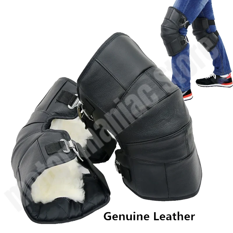 

Winter Leather Wool Motorcycle Warm Knee Pads Unisex Cowhide Windproof Motorbike Cycling Kneepads Knee Pads Knee Guard