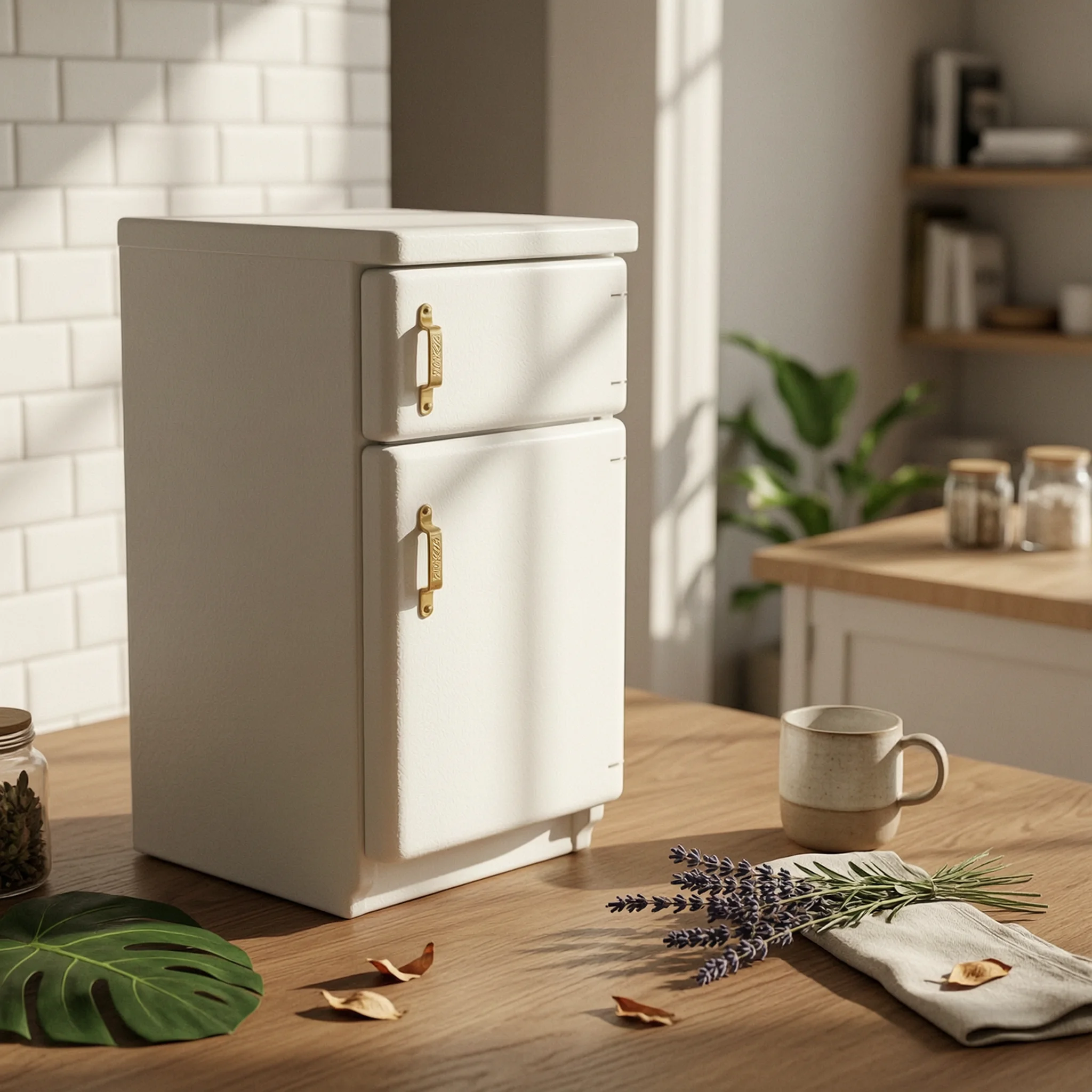 White Dollhouse Refrigerator Realistic Design 1:12 Scale Fridge Miniature Wooden Fridge Opening Doors Toy Appliance Handmade