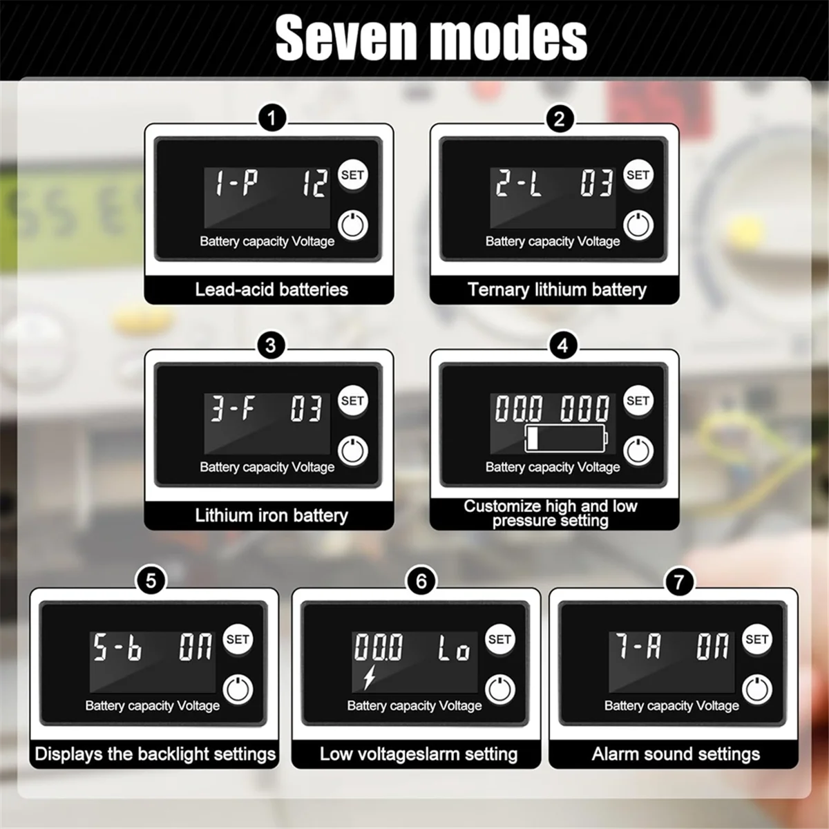 

AA25 4 Pack Digital Battery Monitor for Golf Cart 8-100v, 12v 24v 36v 48v 60v 72v, LCD Display for Marine Boat/Car/Motorcycle