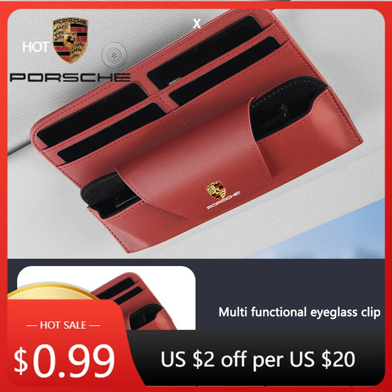 

Наклейка на автомобиль для Porsche Cayman, Cayenne, 911, Macan, Panamera, Taycan: Держатель для очков на солнцезащитный козырек