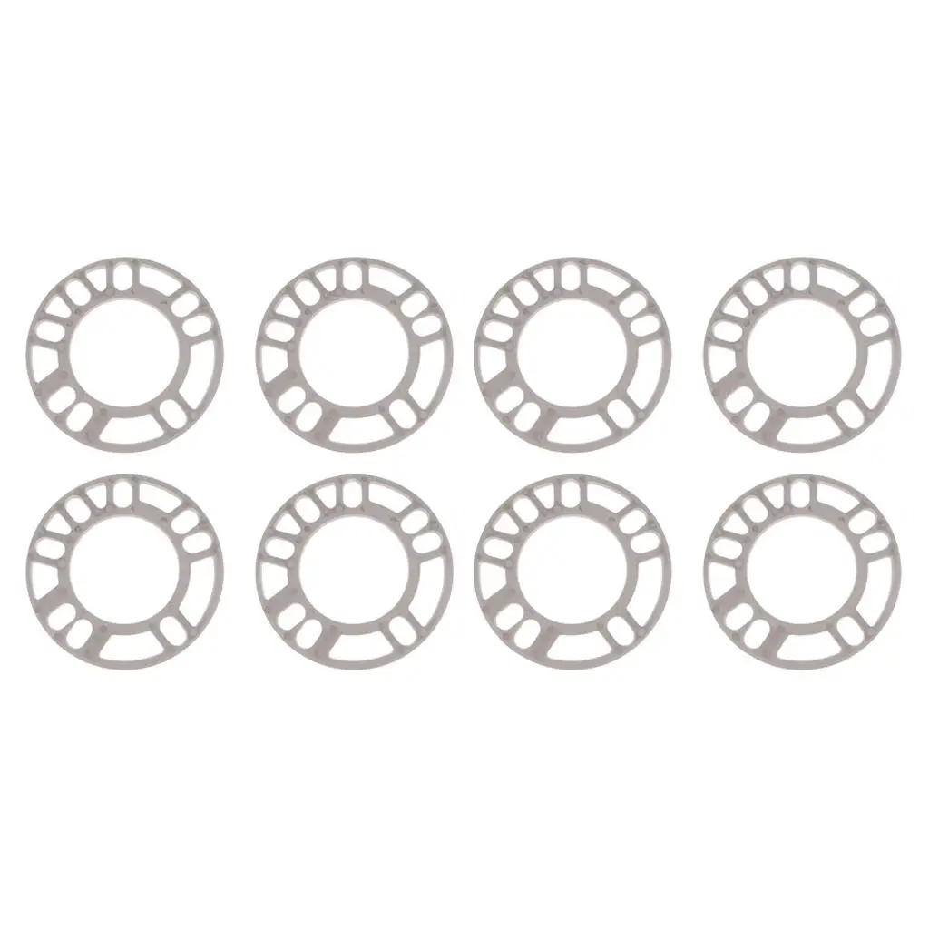 8Pcs 5mm Silver Aluminum Alloy Thicken Car Wheel Spacer Adaptor for Car Parts