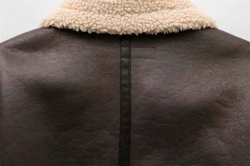 Neue Damenmode Dicke Warme Kunstfell-Jacke Vintage Langarm Mantel mit Gürtel für Frauen – Detail 10