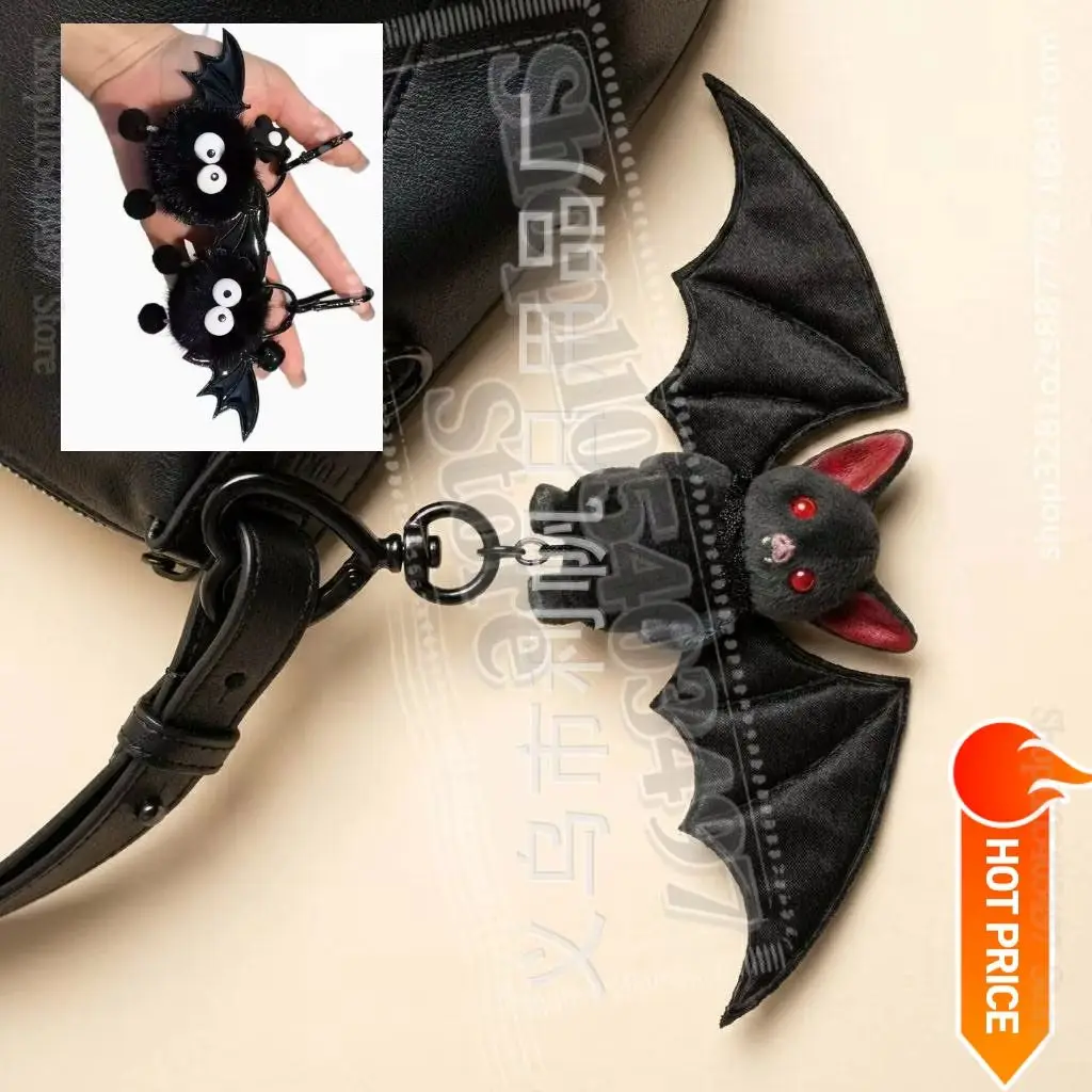 Halloween Gothic Bat Plush Keychain Black Vampire Bat Bag Pendant for Women & Girls
