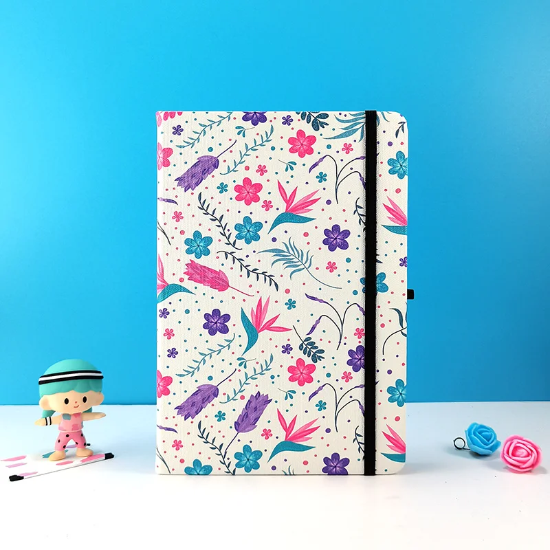 Floral Bullet Dotted Journal Nature Exotic Flower Elastic Band 160gsm Thick Paper A5 Hardcover Notebook