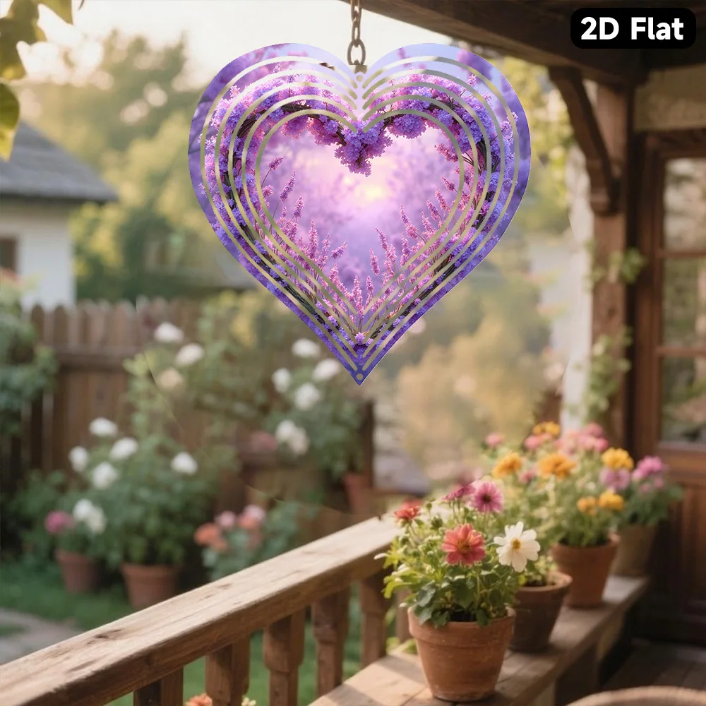 2D Flat, 1pc Metal Wind Chime, Hanging Ornaments, Tranquil Lavender Dream - Delicate Petals & Vibrant Hues in Soft Pastel Light
