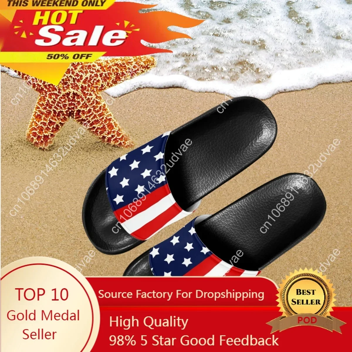 

BELIDOME Luxury Designer American Flag Pattern Sandals Fashion Home Adult Comfortable Anti-Slip Slippers Cool Beach Slides Gift