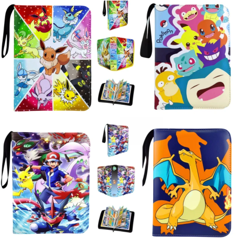 New Listed Pokemon Cartoon Anime Game Battle Card Holder Card Cas Vmax Game Card Booklet Zipper Binder Card Collection Toy Gifts