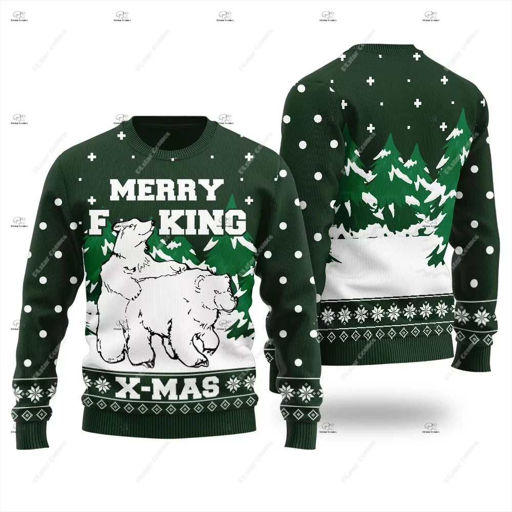 Christmas Santa Claus Pet Cat Knitted Ugly Sweater Graffiti Retro Vintage 3DPrint Pullover Harajuku Casual Funny Long Sleeves 22