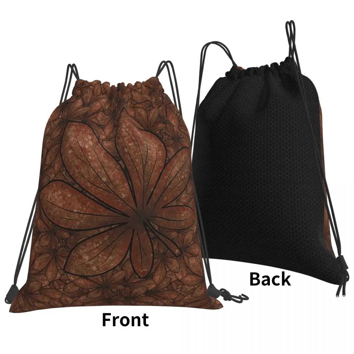 Picture Autumn Chestnut Leaves In A Frame Backpacks Portable Drawstring Bags Sports Bag Book Bags for Man Woman School