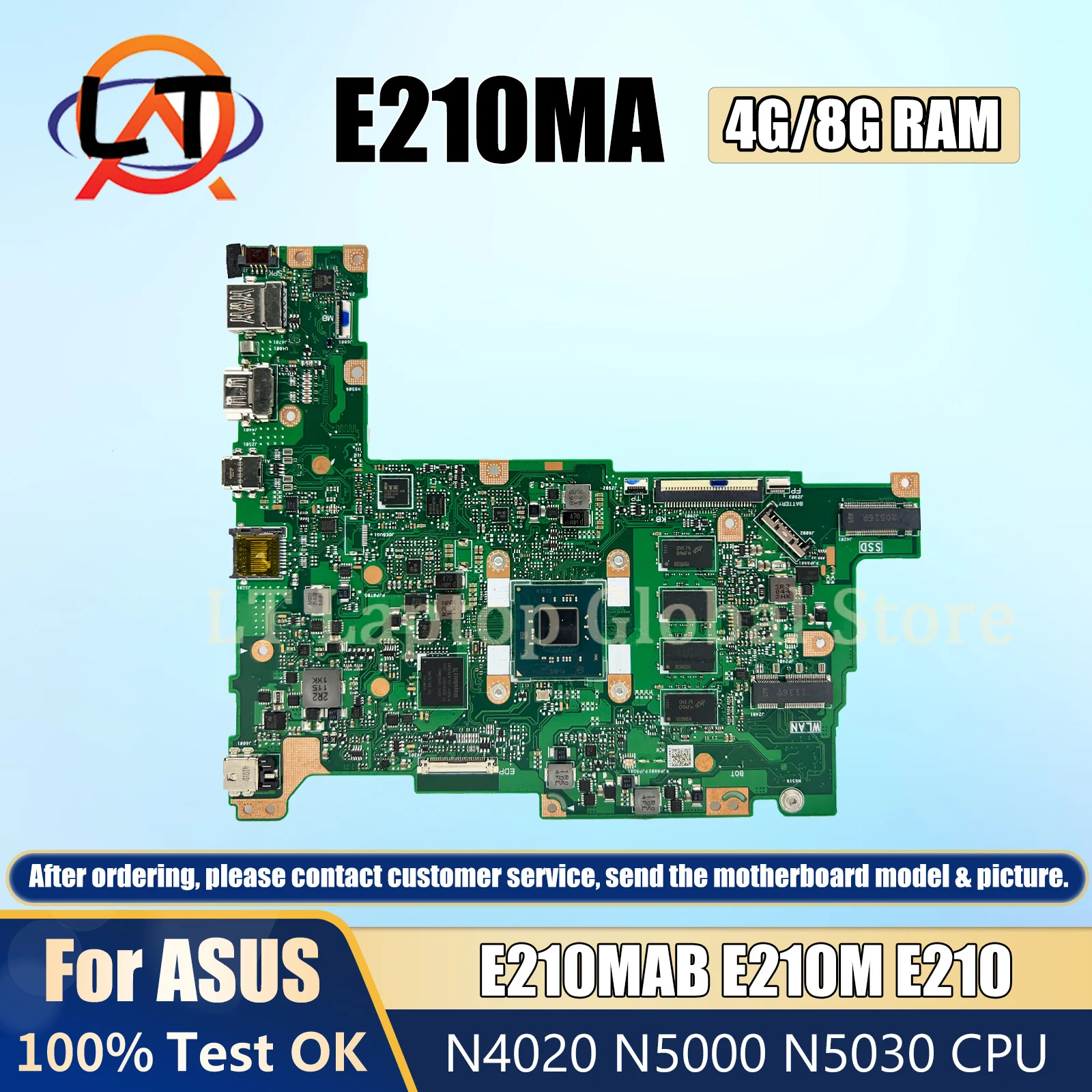 

E210MA Mainboard For ASUS Vivobook 12 E210MA E210M E210MAB Laptop Motherboard CPU N4020 N5000 N5030 4G/8G-RAM 64G/128G-SSD