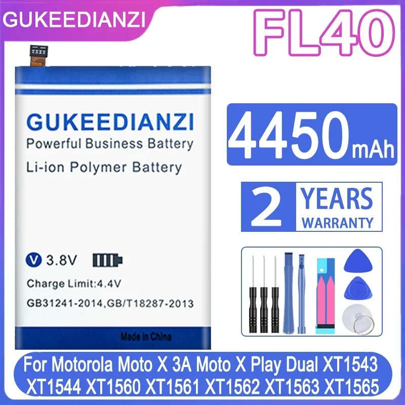 GUKEEDIANZI Battery FL40 4450mAh For Motorola Moto X 3A Moto X Play XPlay Dual XT1543 XT1544 XT1560 XT1561 XT1562 XT1563 XT1565