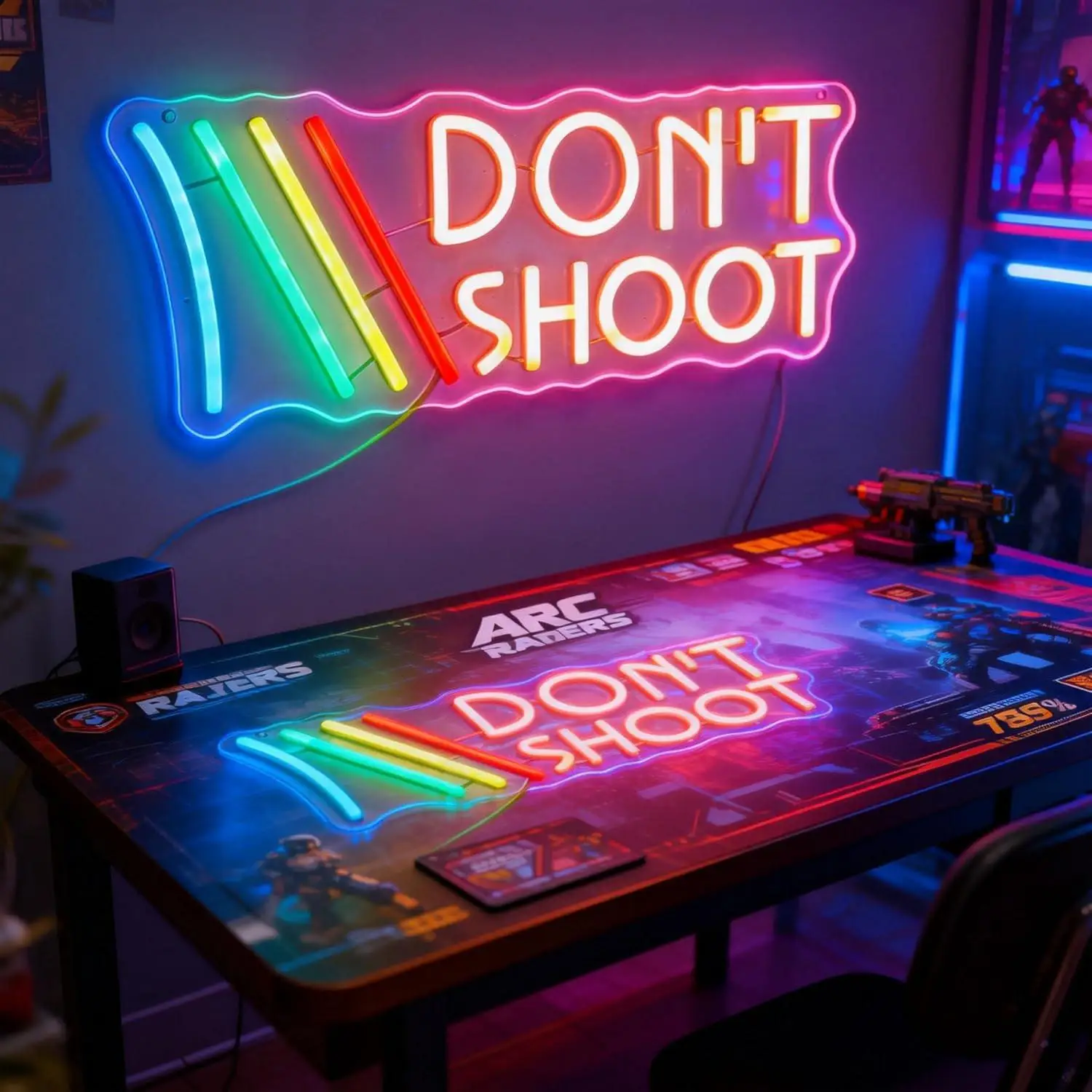 Don't Shoot Neon Sign Rainbow – Peace-Themed LED Wall Art Light for Bar Tiki Gaming Room Commercial Streets Decoration Gifts view 3