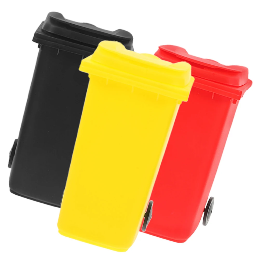 

3Pcs Desktop Trash Can Pen Holder Small Plastic Miniature Office Pencil Cup Compact Waste Storage Organizer Small Car Pen Holder