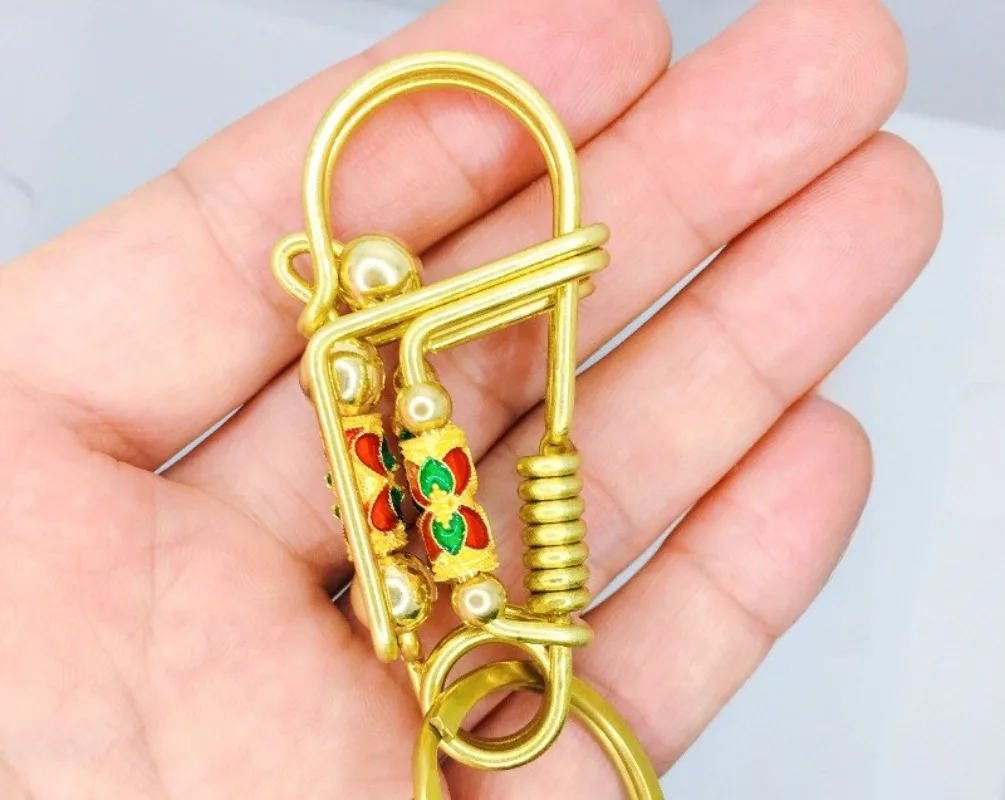 Pure Handmade Brass Wire Bird Shaped Key Ring, Artisan Crafted Keychain, Stylish Practical Ornament for Daily Use & Present