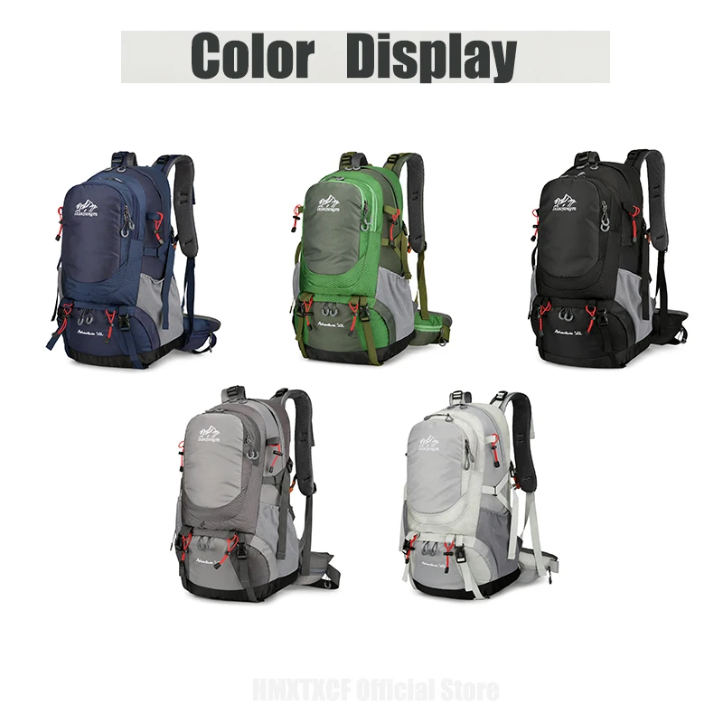 50L حقيبة السفر مع غطاء للمطر في الهواء الطلق تسلق التخييم مقاوم للماء المشي لمسافات طويلة الرحلات حقيبة الرجال Daypack تنفس BackSupport