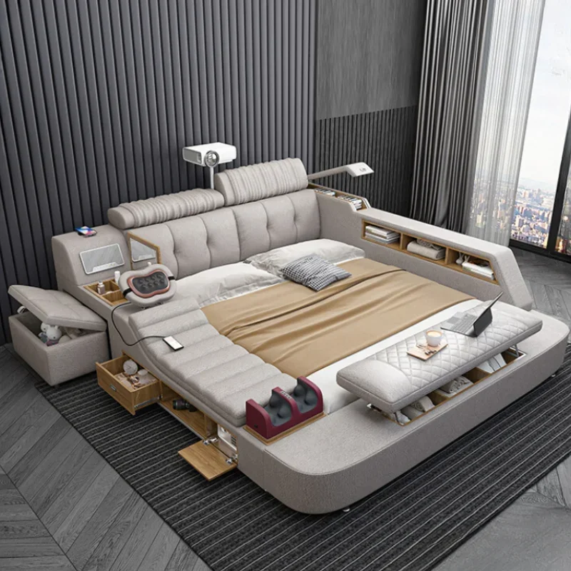Storage Nordic Bed Frame Aesthetic King Multifonction Modern Twin Double Bed Frame Luxury Letto Matrimoniale Broom Furniture