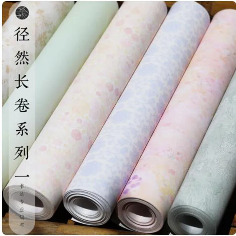 Premium National Exhibition Grade Calligraphy Silk Roll – 32cm x 10m Micro-Spray Printed, Antique Imitation Silk Paper