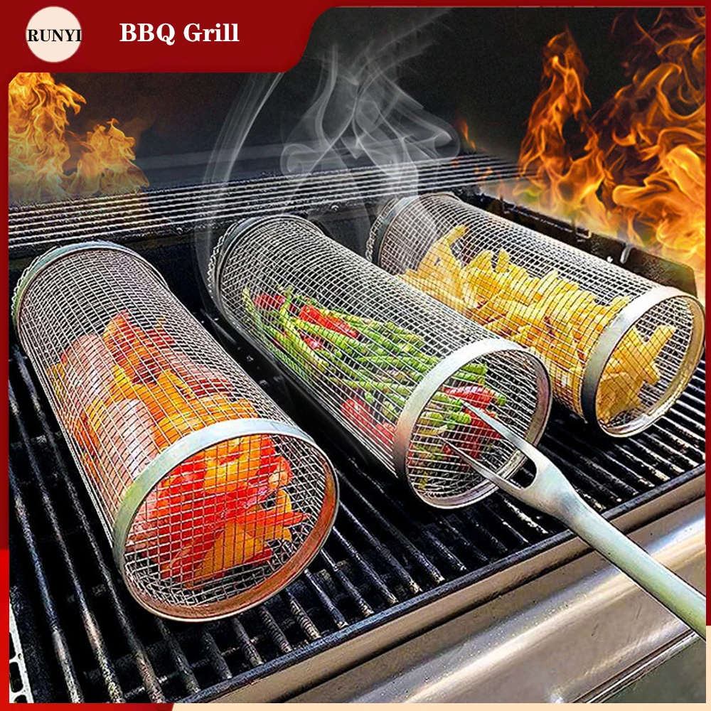 Portable Folding Barbecue Grill Outdoor stainless steel barbecue cage BBQ Multifunction Camping BBQ Grill Rack Net