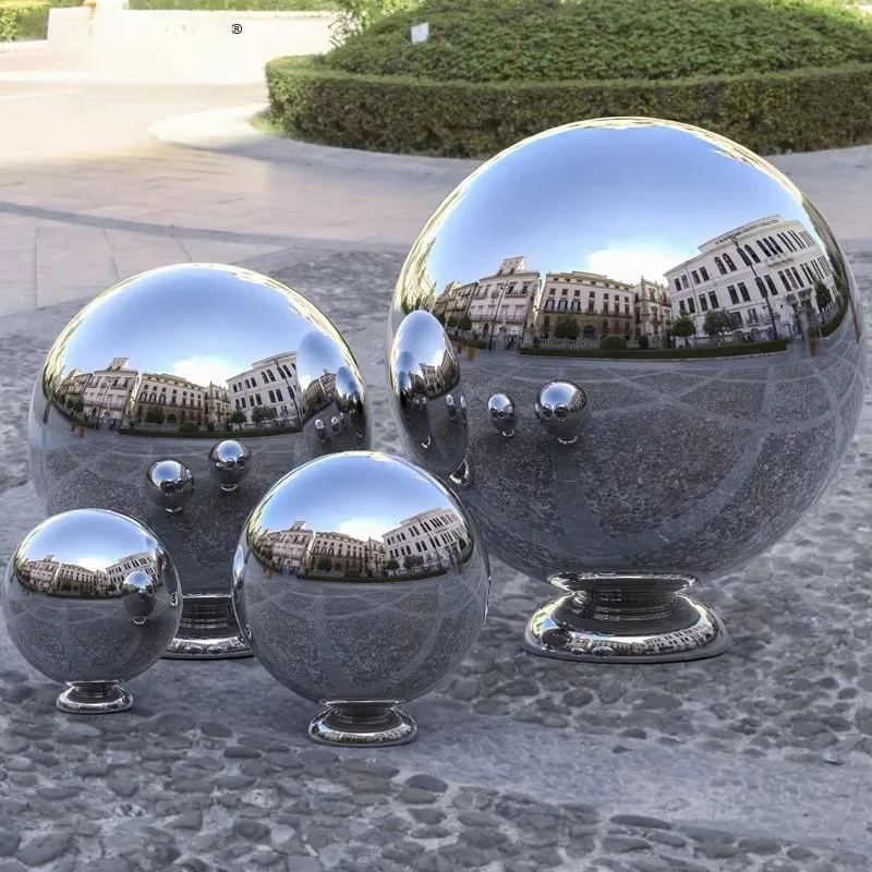 Stainless Steel Ball Hollow Decorative Ball for Outdoor - Handmade Metal for Fence Door Pillar Stair Handrail Ball Base