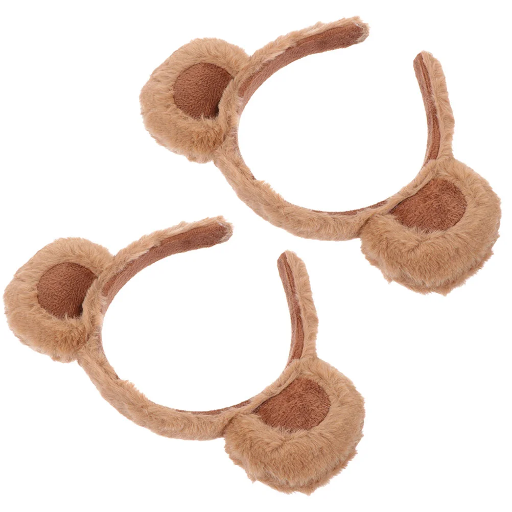 2 Pcs Bear Headband Halloween Baby Clothes Portable Dress up Costume Ears Headbands Fabric Fluffy Hairbands Compact