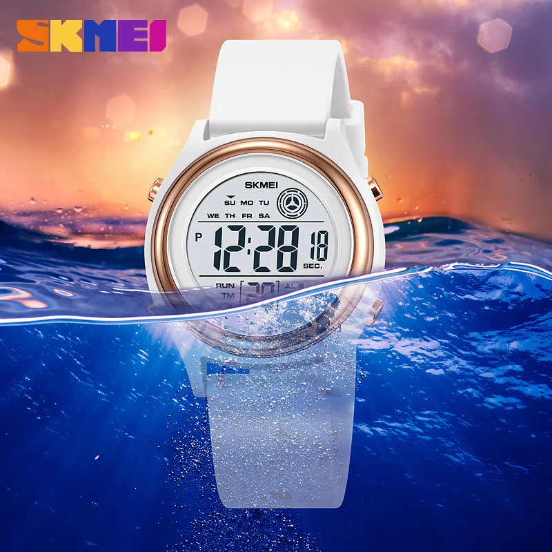 

SKMEI 2094 Роскошные женские цифровые наручные часы с секундомером, женские водонепроницаемые противоударные часы с подсветкой и обратным отсчетом для женщин reloj