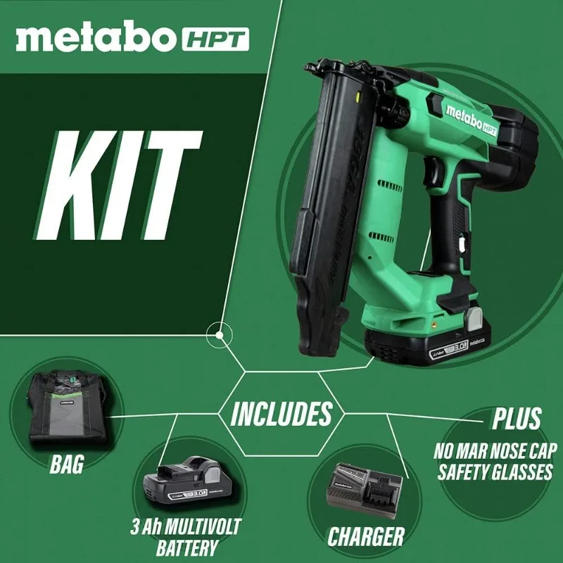 HPT NT1850DFM MultiVolt 18V Lithium-Ion tanpa sikat 18 pengukur nirkabel Brad Nailer Kit (3 Ah)