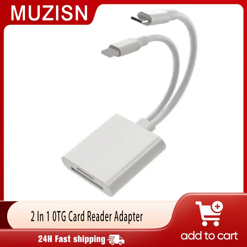 

2 в 1 OTG-считыватель карт памяти типа C для 8-контактных карт памяти SD/Micro SD/TF для iPhone 16 15 14 Pro Macbook, устройство для чтения карт памяти