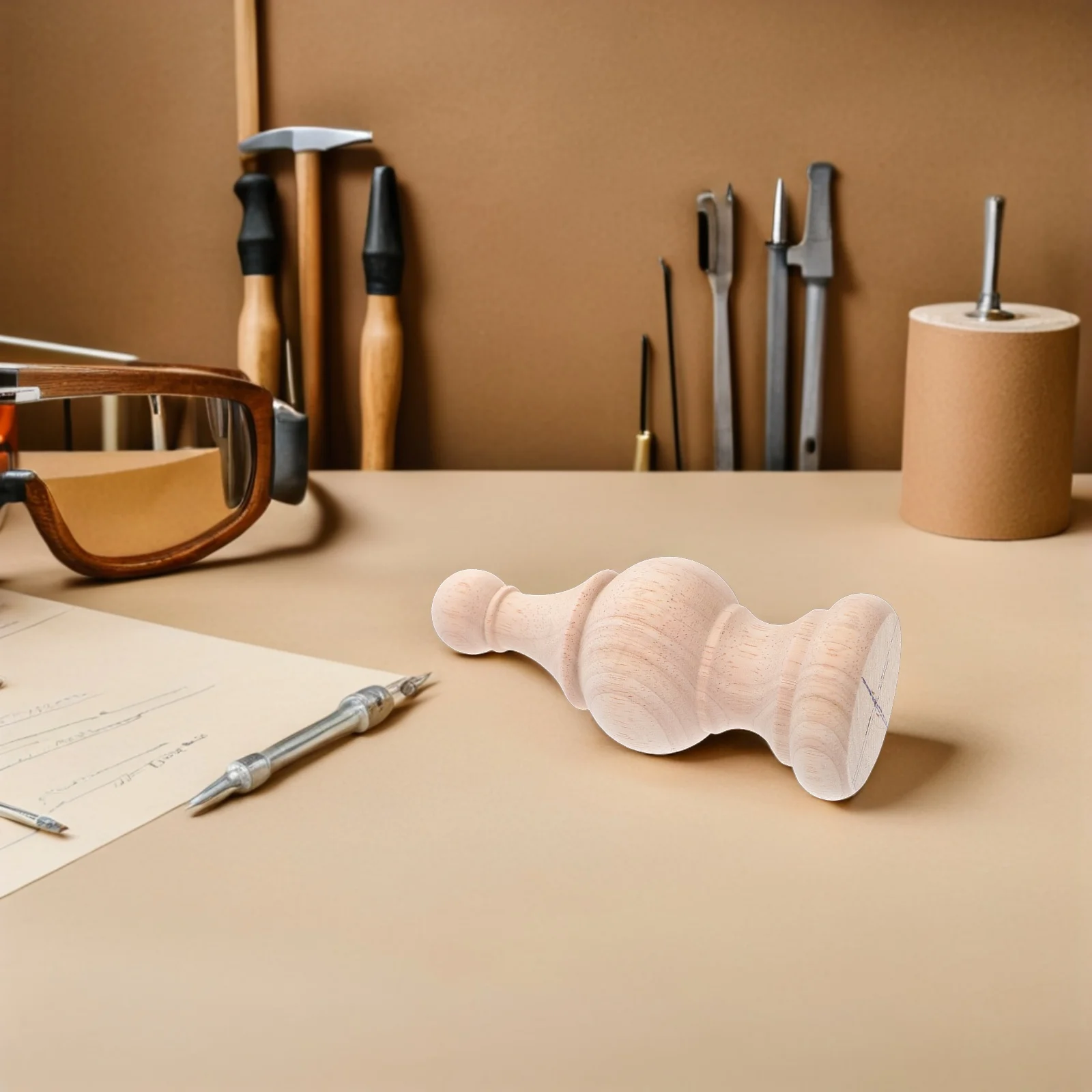 

Bed Post Finial 6X15Cm Unpainted Solid Wood Carving Topper For Staircase Handrail Furniture Decoration Villa Hotel Home