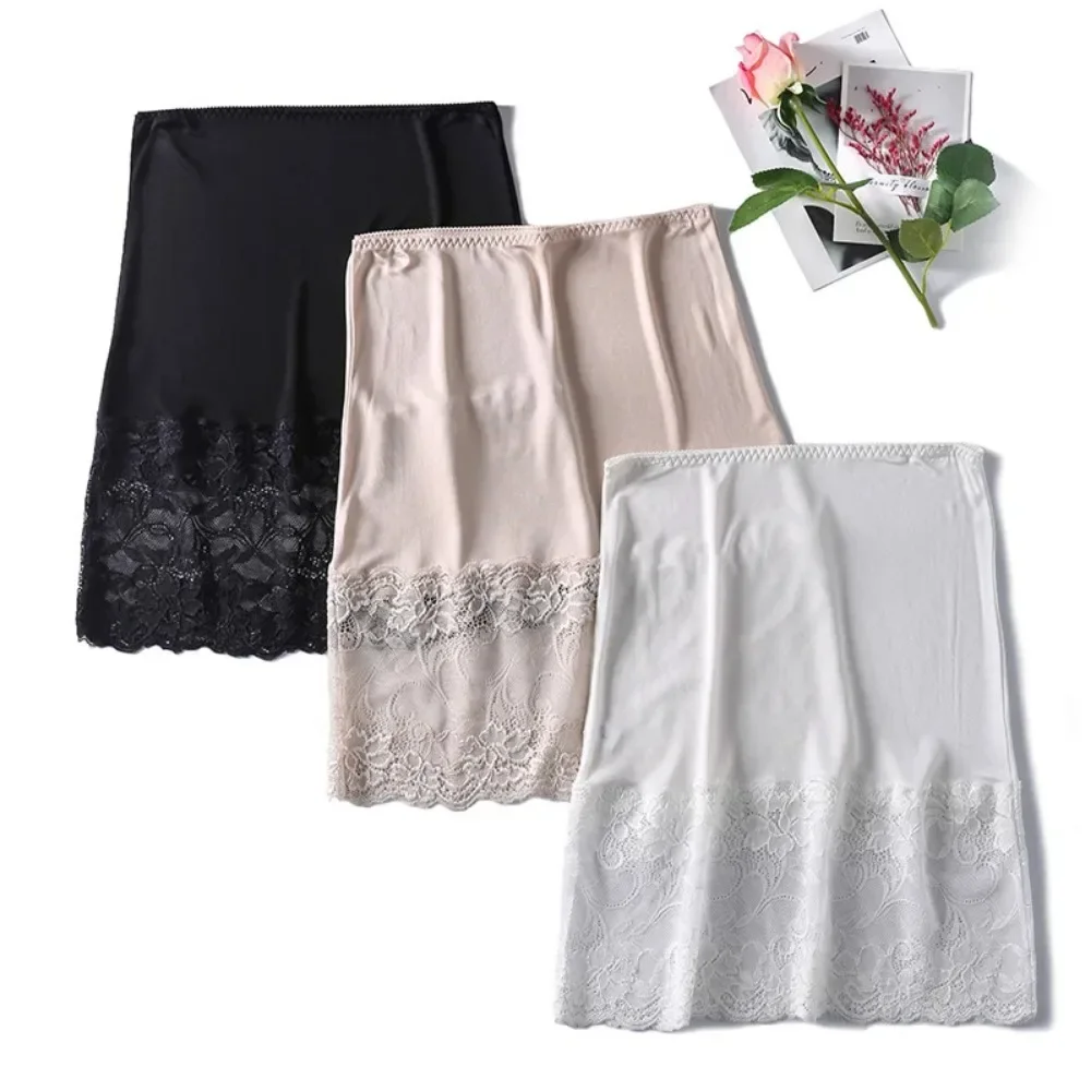 Slip Dress Women's 30% Real Silk 70% Sexy Lace Viscose Half Slip Nightdress Underskirt Sleepwear M L XL Under Skirt Slip Skirt