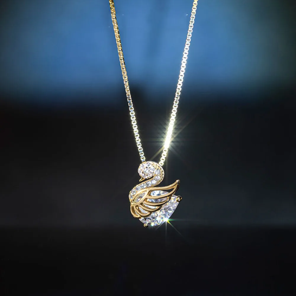 

Ожерелье «Маленький лебедь», легкая роскошная цепочка на ключицы для девочек, новый кулон из розового золота 2025 года для подруги