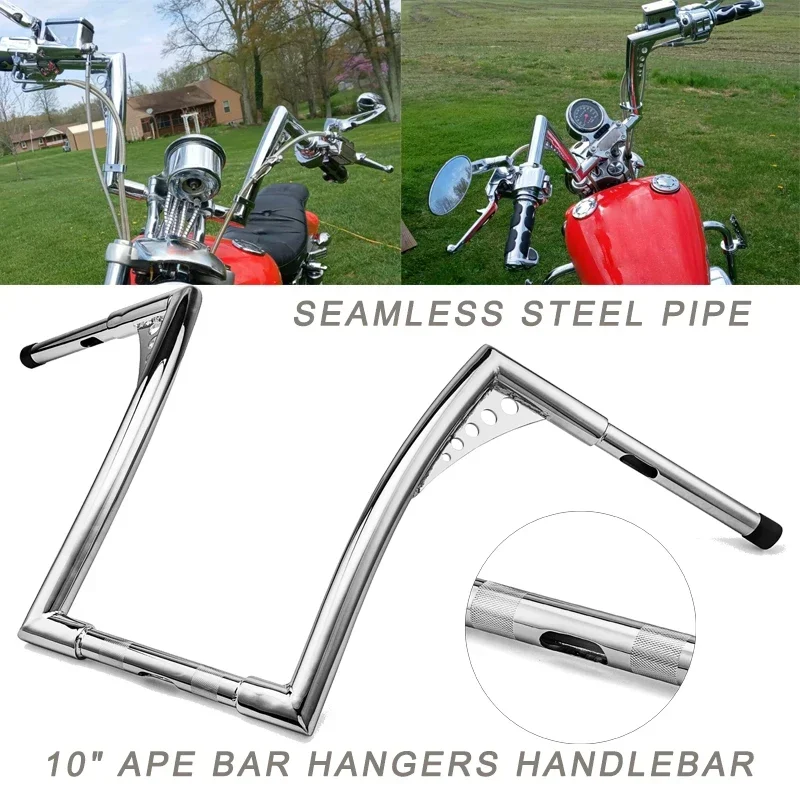 

Motorcycle Handlebar 10" Rise 1.25" Ape Bar Hangers For Harley Dyna Softail Sportster XL 883 1200 & Touring Road King Handlebar