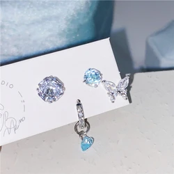 1pc Blue Rose Flower Butterfly CZ Stones Stainless Steel Helix Daith Piercing Earrings for Girls Cartilage Accessories Jewelry
